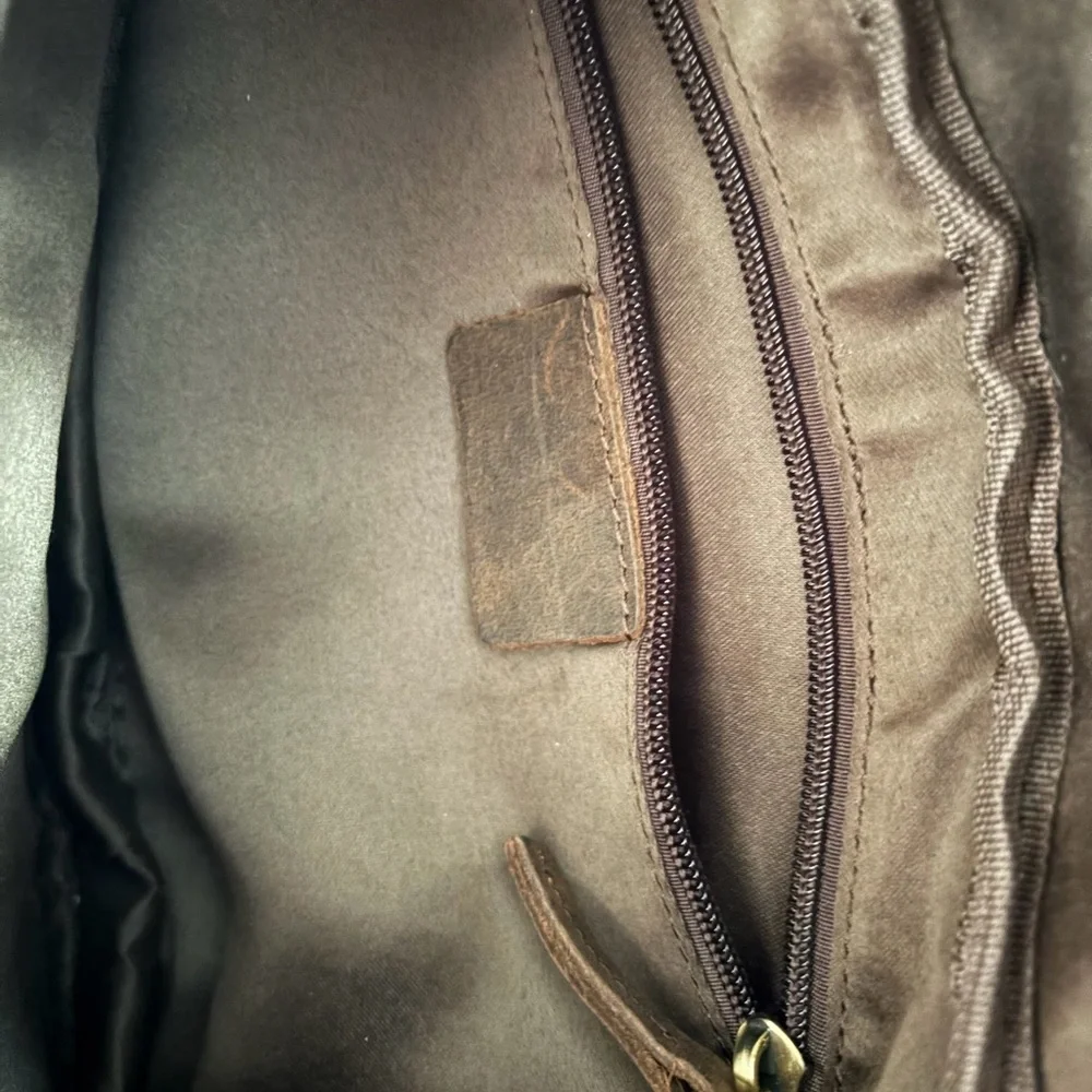 Vintage Distressed Leather Sling Backpack Crossbody Chest Bag Travel EDC Brown